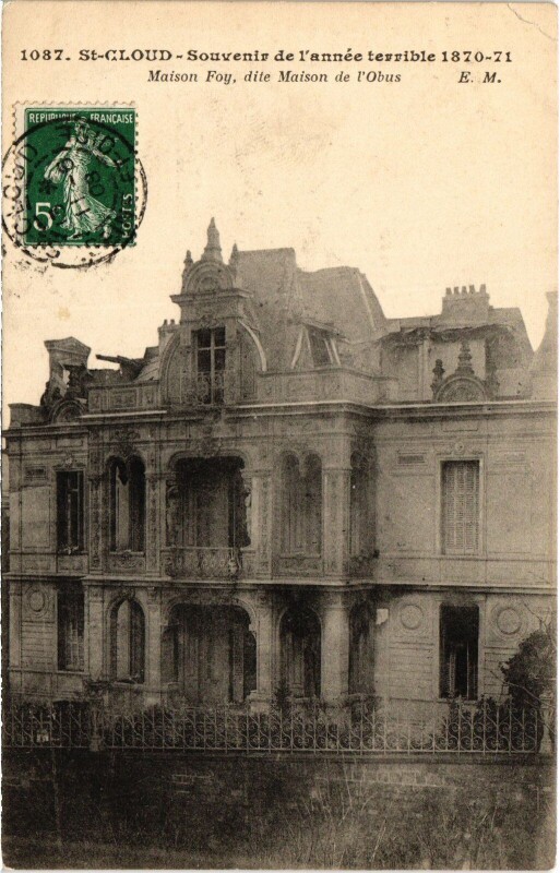 Carte postale ancienne Saint-Cloud Maison Foy, dite Maison de l'Obus France à Saint-Cloud
