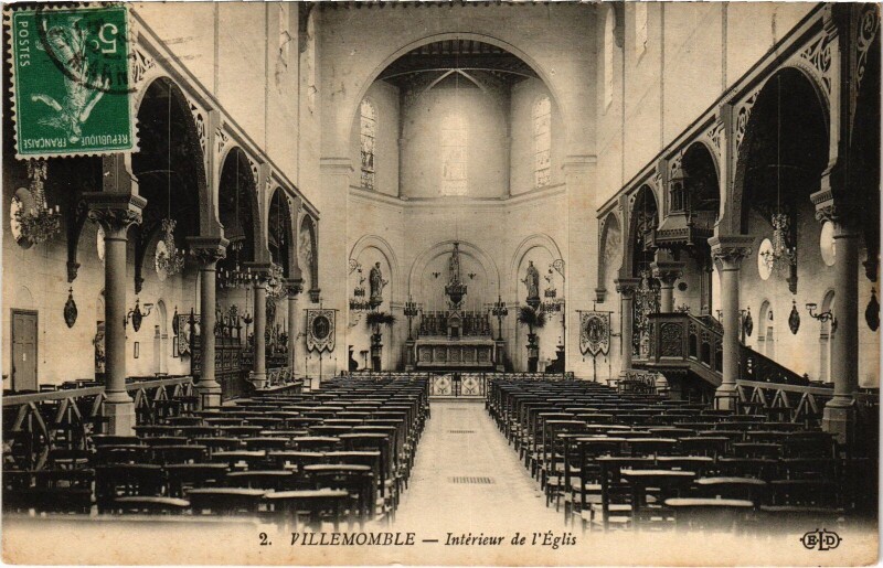 Carte postale ancienne Villemomble Interieur de l'Eglise France à Villemomble