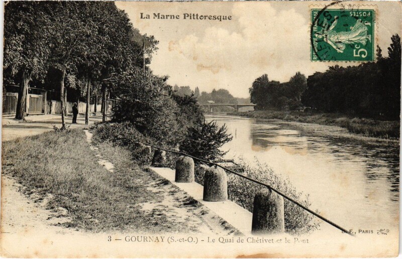 Carte postale ancienne Gournay Le Quai de Chetivet France
