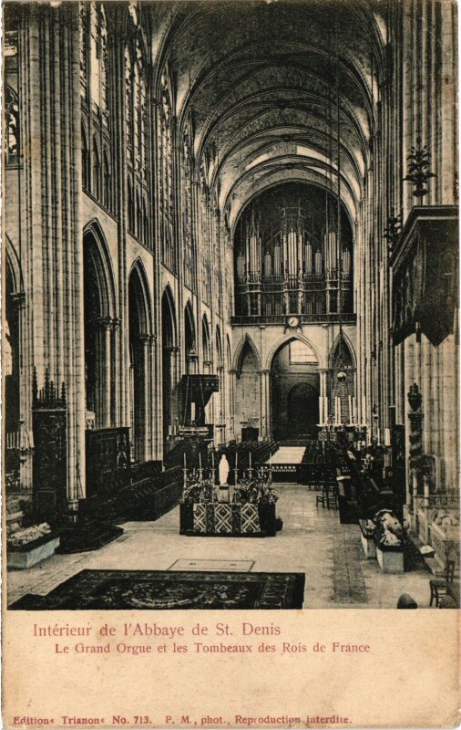 Carte postale ancienne Saint-Denis Interieur de l'Abbaye, Le Grand Orgue France à Saint-Denis