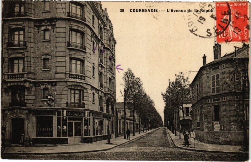 Carte postale ancienne Courbevoie L'Avenue de la Republique France à Courbevoie