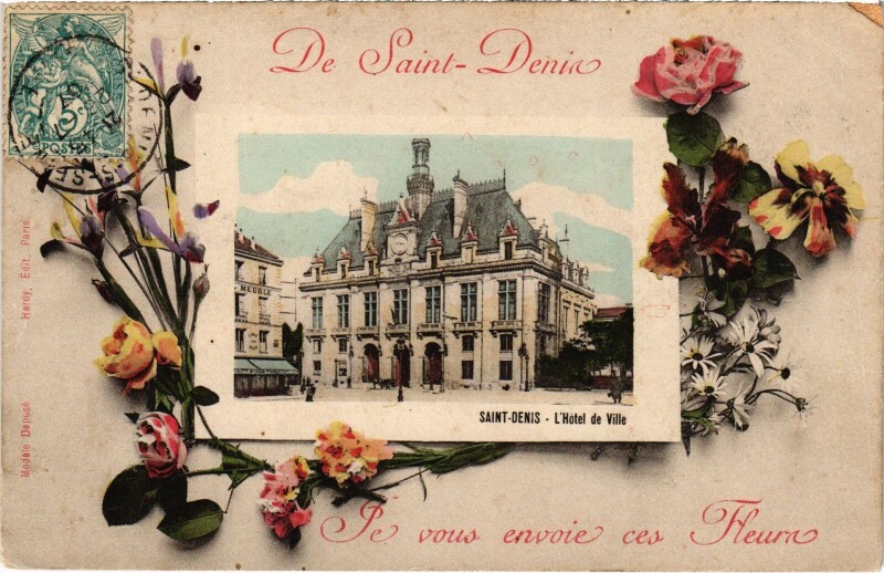 Carte postale ancienne De Saint-Denis Je vous envoie ces Fleurs France à Saint-Denis