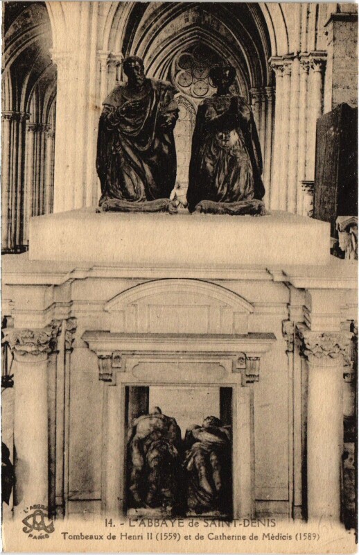 Carte postale ancienne Saint-Denis Tombeaux de Henri Ii et Catherine France à Saint-Denis