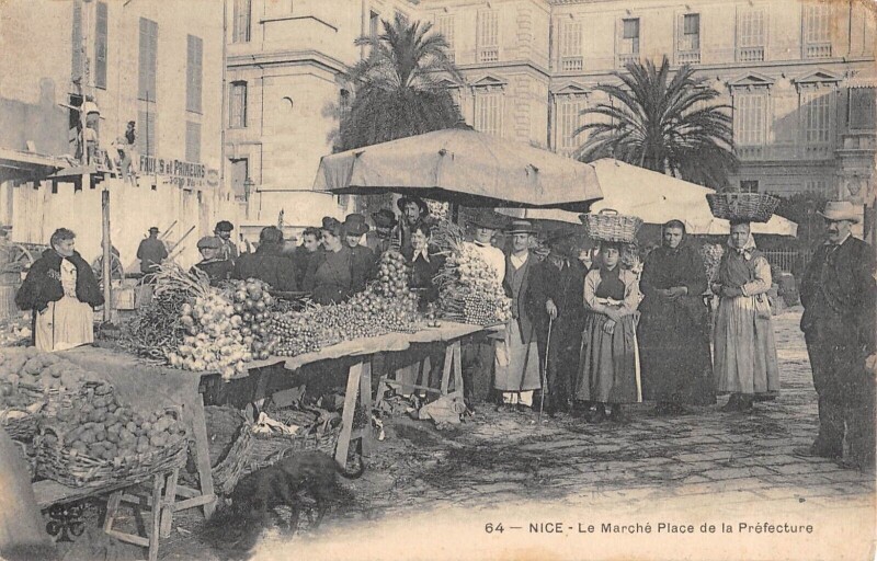 Carte postale ancienne Nice - Le Marche Place De La Prefecture