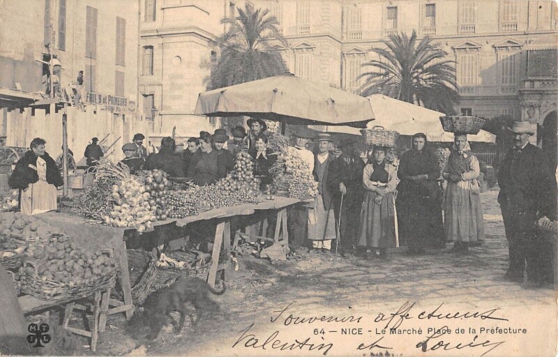 Carte postale ancienne Nice - Le Marche Place De La Prefecture