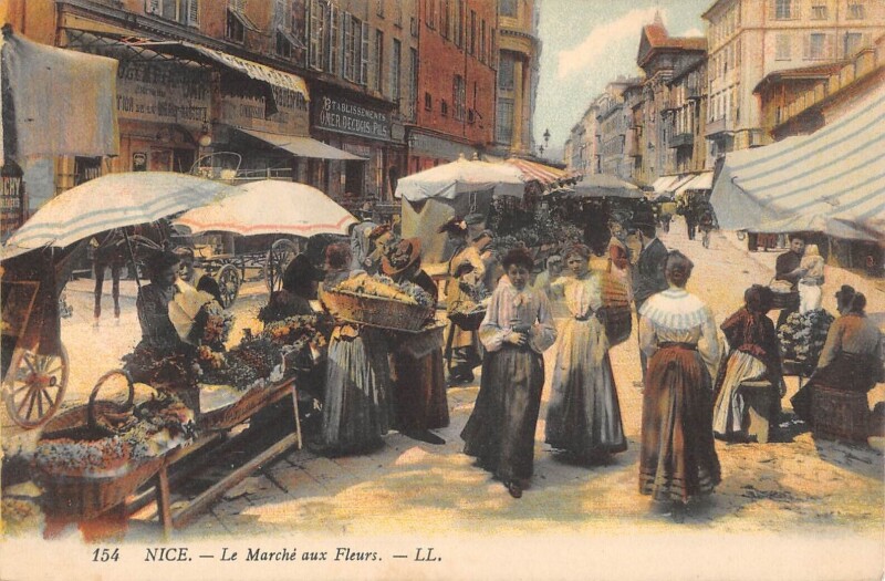 Carte postale ancienne Nice - Le Marche Aux Fleurs