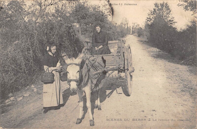 Carte postale ancienne Scenes Du Berry - Le Retour Du Marche