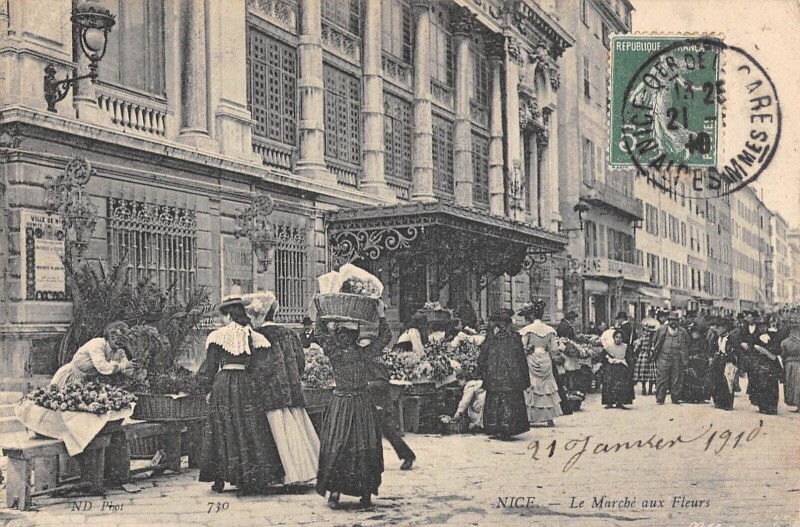 Carte postale ancienne Nice - Le Marche Aux Fleurs