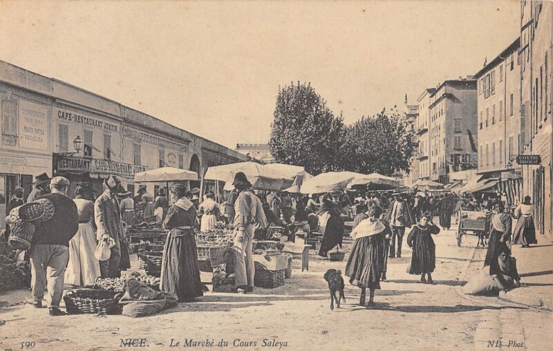 Carte postale ancienne Nice - Le Marche Du Cours Saleya