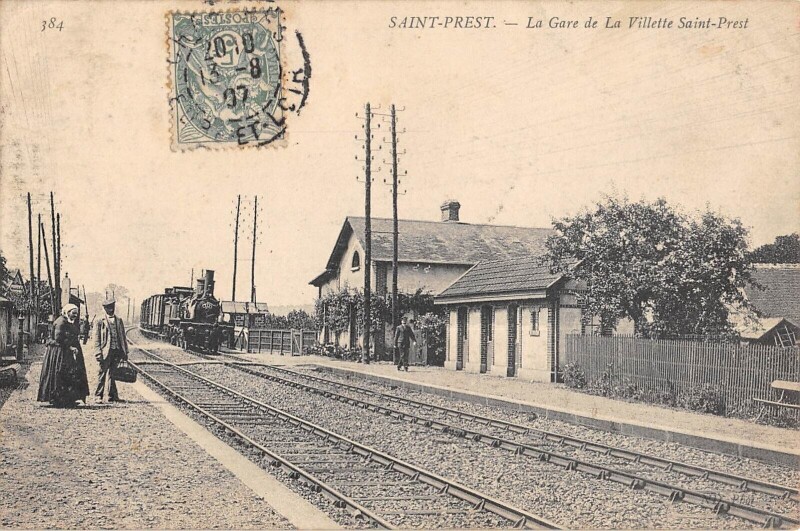 Carte postale ancienne Saint Prest - La Gare De La Villette Saint Prest - Train à Saint-Prest