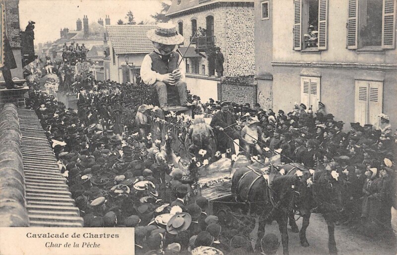 Carte postale ancienne Cavalcade De Chartres - Char De La Peche à Chartres