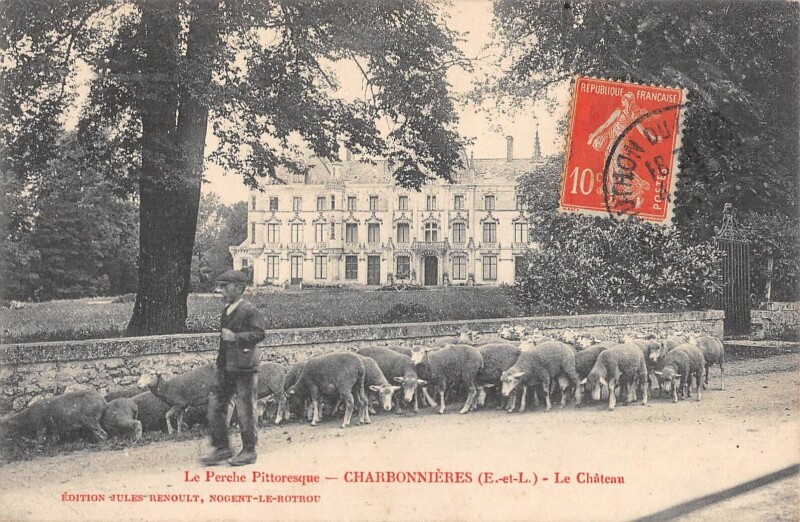 Carte postale ancienne Charbonnieres / Le Chateau / Troupeau / Berger