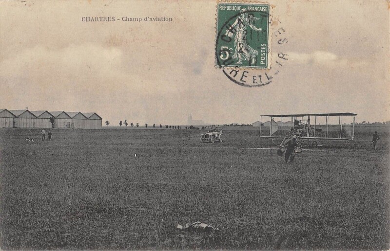 Carte postale ancienne Chartres - Champ D'Aviation - cliché rare à Chartres