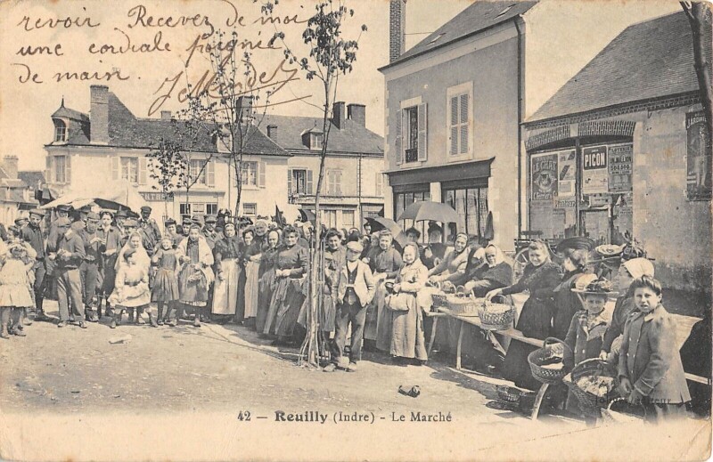 Carte postale ancienne Reuilly / Le Marche à Reuilly