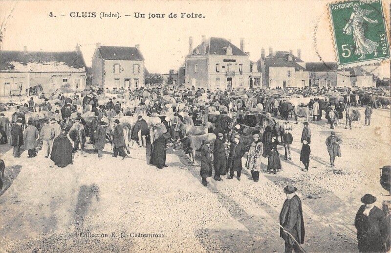 Carte postale ancienne Cluis / Un Jour De Foire à Cluis