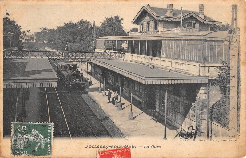 Carte postale ancienne Fontenay Sous Bois - La Gare - Train à Fontenay-sous-Bois
