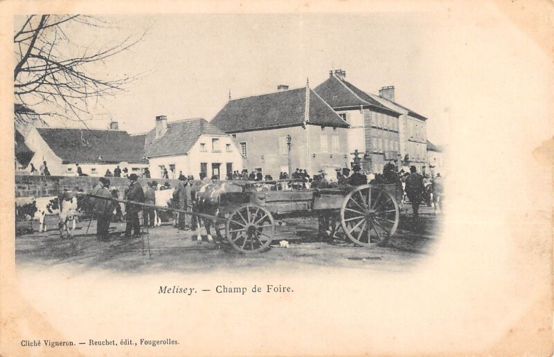 Carte postale ancienne Melisey - Champ De Foire