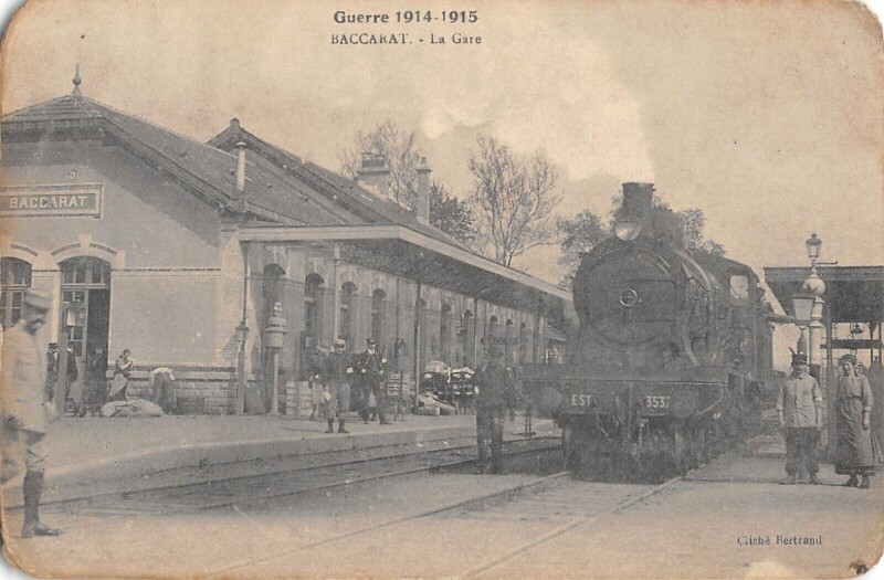Carte postale ancienne Baccarat / La Gare / Train à Baccarat