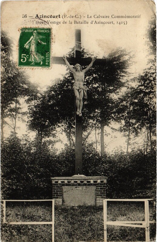 Carte postale ancienne Azincourt Calvaire Commémoratif à Azincourt