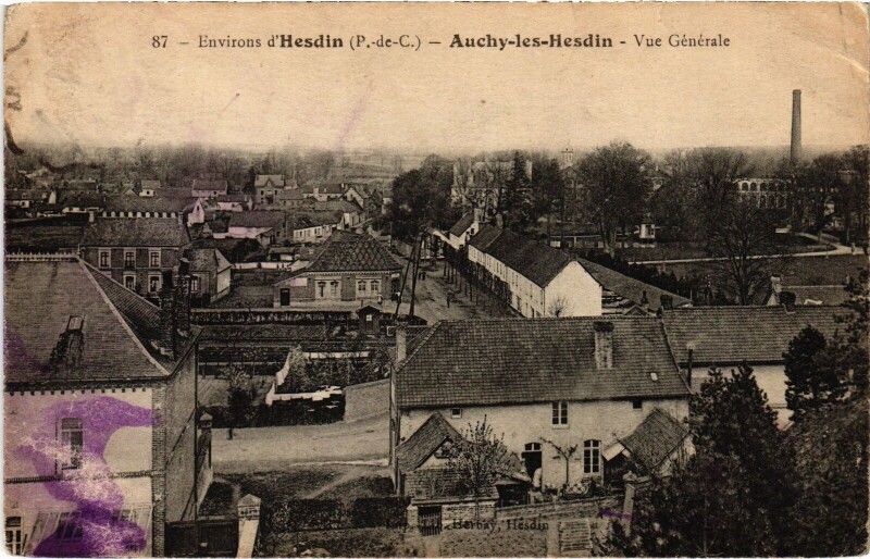 Carte postale ancienne Auchy-les-Hesdin vue générale à Hesdin