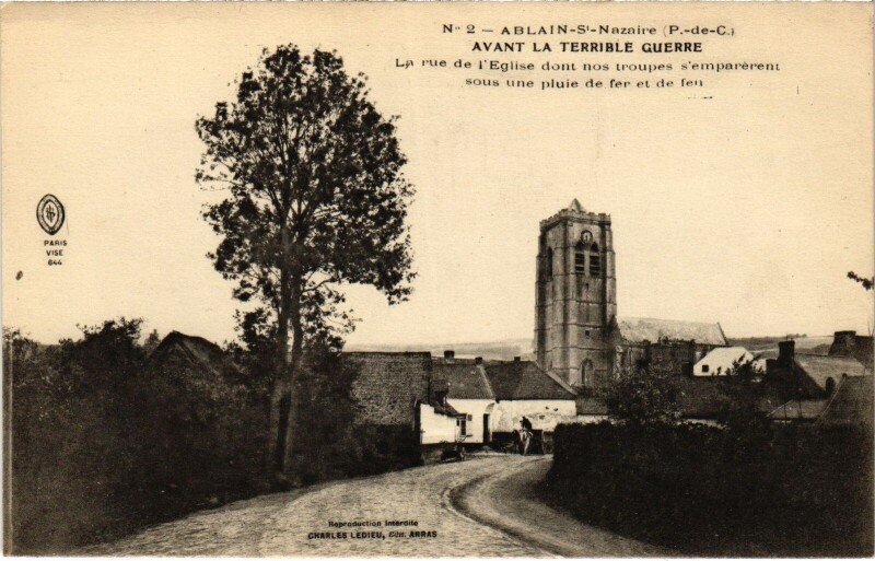 Carte postale ancienne Ablain-Saint-Nazaire Rue de l'Eglise à Ablain-Saint-Nazaire