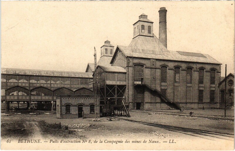 Carte postale ancienne Béthune Puits d'extraction Mines de Noeux Mining à Béthune