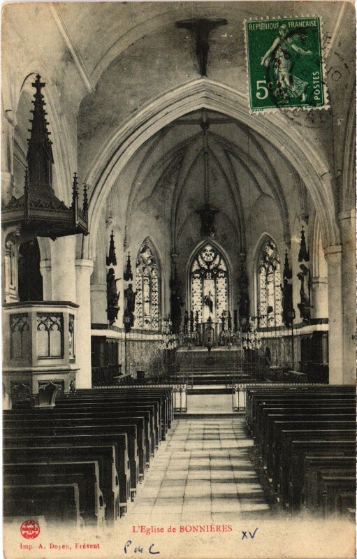Carte postale ancienne Bonnieres Eglise