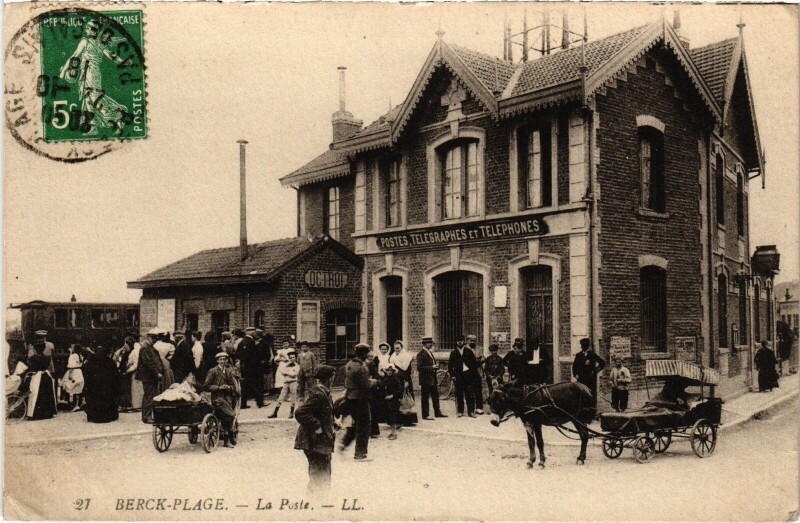 Carte postale ancienne Berck-Plage La poste à Berck