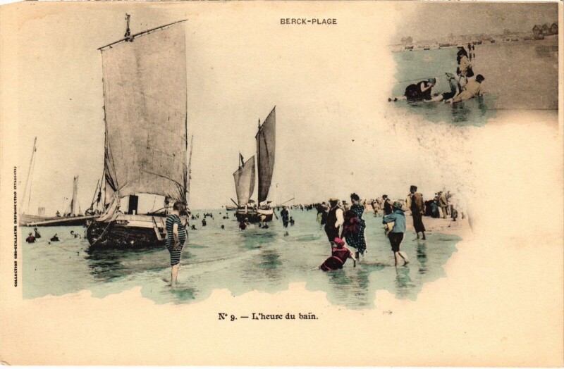 Carte postale ancienne Berck-Plage Heure du bain à Berck