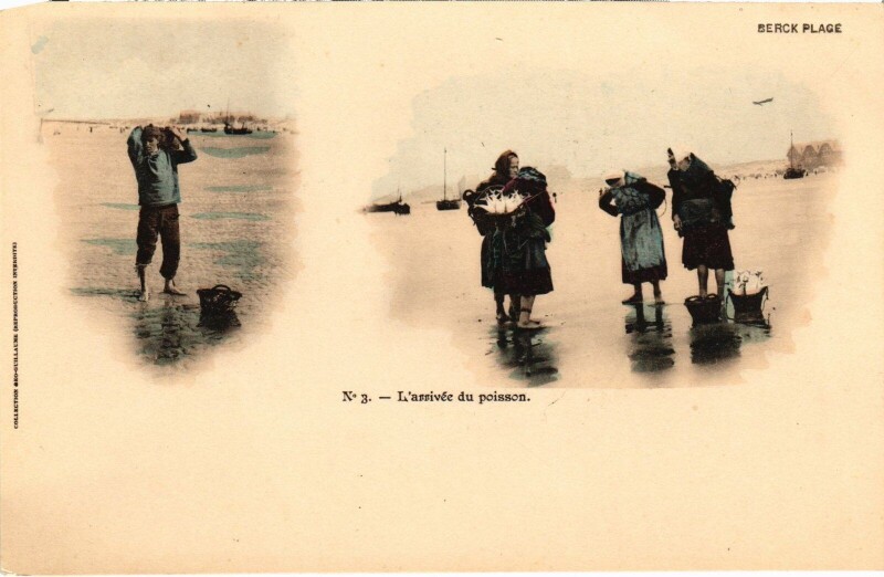 Carte postale ancienne Berck-Plage Arrivée du poisson à Berck