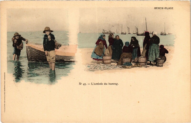 Carte postale ancienne Berck-Plage Arrivée du Hareng à Berck