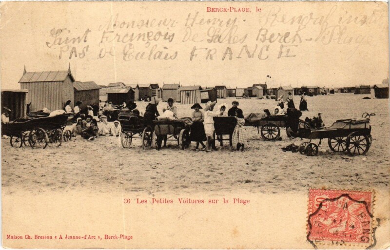 Carte postale ancienne Berck-Plage Petites voitures sur la Plage à Berck