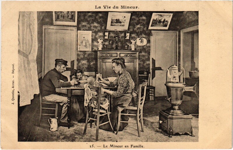 Carte postale ancienne La vie du mineur Le Mineur en famille Mining