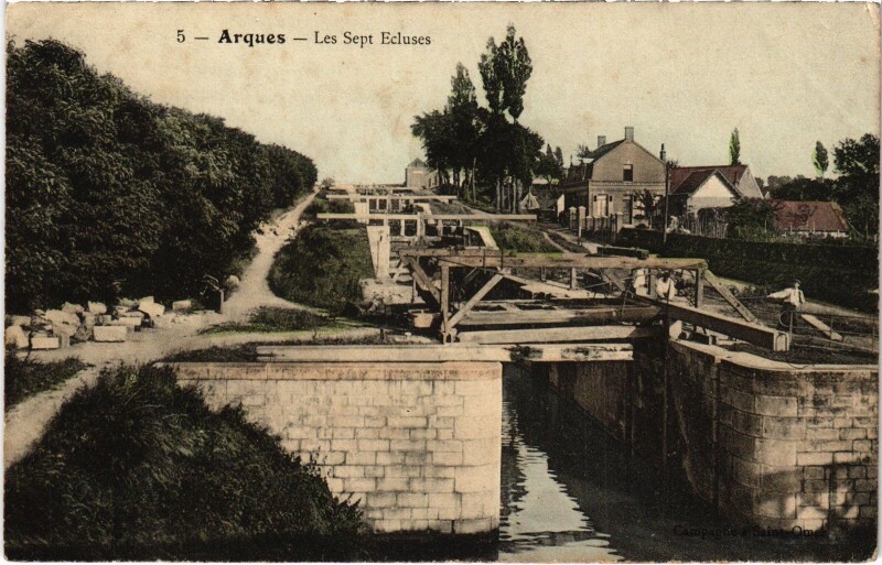 Carte postale ancienne Arques Les Sept Ecluses à Arques