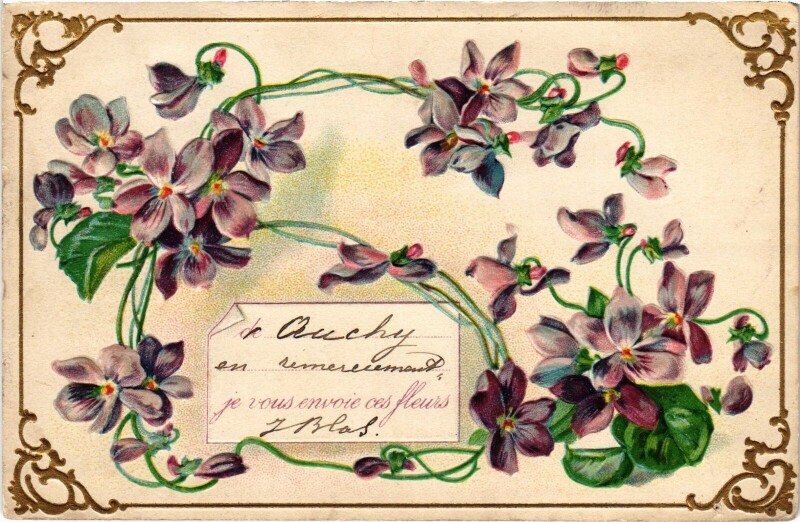 Carte postale ancienne Fleurs Auchy Embossed