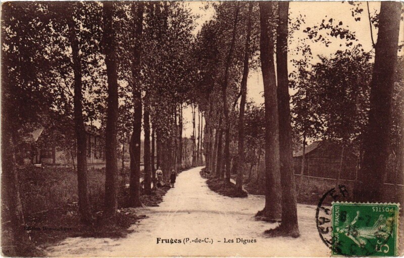 Carte postale ancienne Fruges Les Digues à Fruges