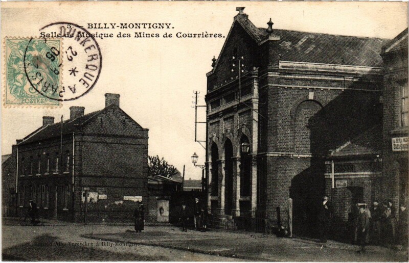 Carte postale ancienne Billy-Montigny Salle de Musique mines de Courrieres à Billy-Montigny
