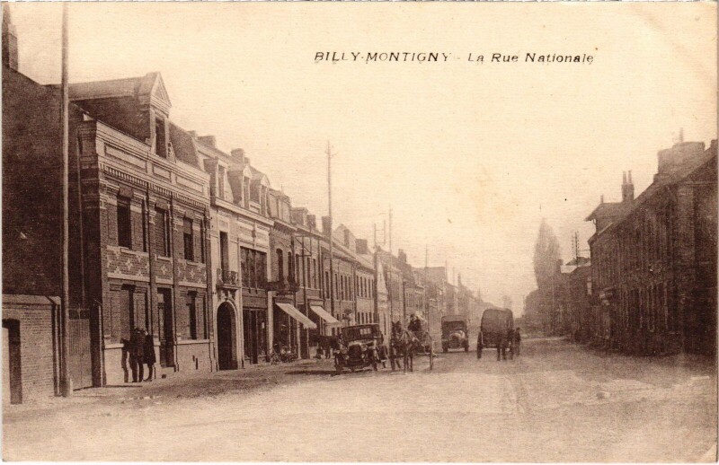Carte postale ancienne Billy-Montigny Rue Nationale à Billy-Montigny