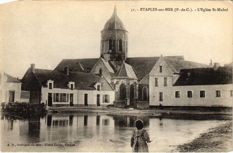 Carte postale ancienne Etaples-sur-Mer Eglise Saint-Michel