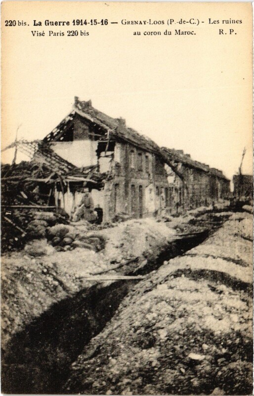 Carte postale ancienne Grenay-Loos Les ruines Guerre à Grenay