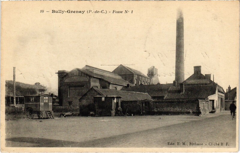 Carte postale ancienne Bully-Grenay Fosse no 1 mining à Grenay