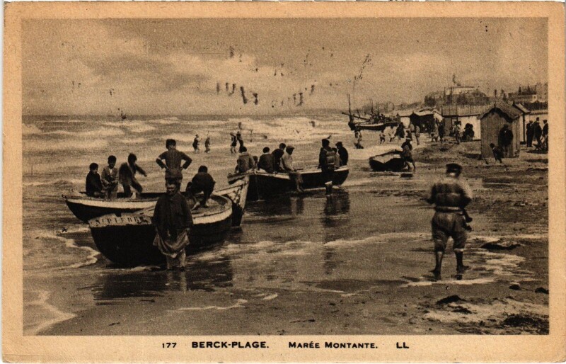Carte postale ancienne Berck-Plage Marée montante à Berck