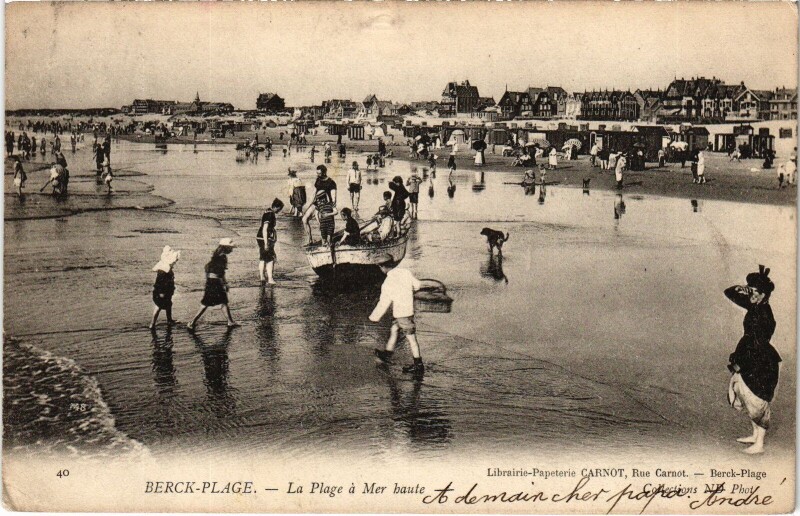 Carte postale ancienne Berck-Plage La Plage marée haute à Berck