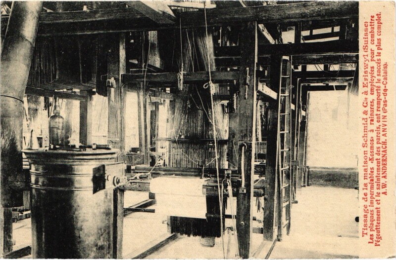 Carte postale ancienne Andernach Anvin Tissage de la maison Schid Eriswyl Switzerland à Anvin