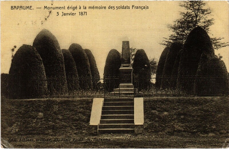 Carte postale ancienne Bapaume Monument soldats Francais à Bapaume