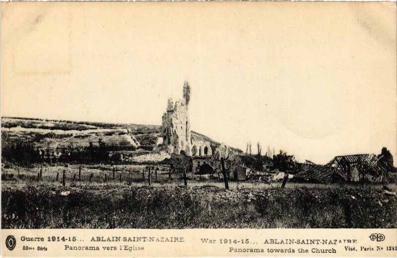 Carte postale ancienne Ablain-Saint-Nazaire panorama Guerre à Ablain-Saint-Nazaire