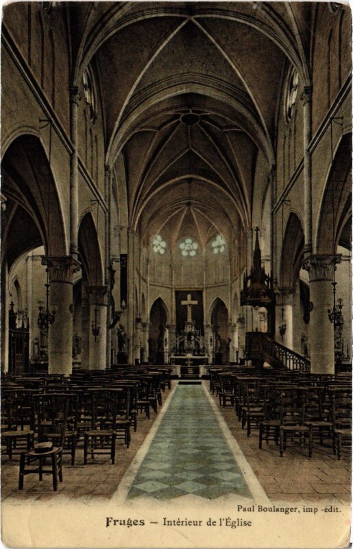 Carte postale ancienne Fruges Eglise interieur à Fruges