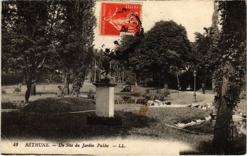 Carte postale ancienne Béthune jardin Public à Béthune