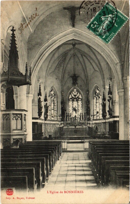 Carte postale ancienne Bonnieres Eglise