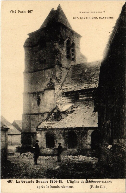 Carte postale ancienne Billy-Montigny Eglise Guerre à Billy-Montigny